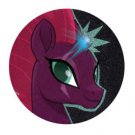 Badge or Magnet: Tempest Shadow on black glitter  (YOU CHOOSE)