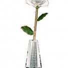 24K Gold-Plated Remembrance white Rose In Glass Vase NEW sympathy gift $99 MSRP