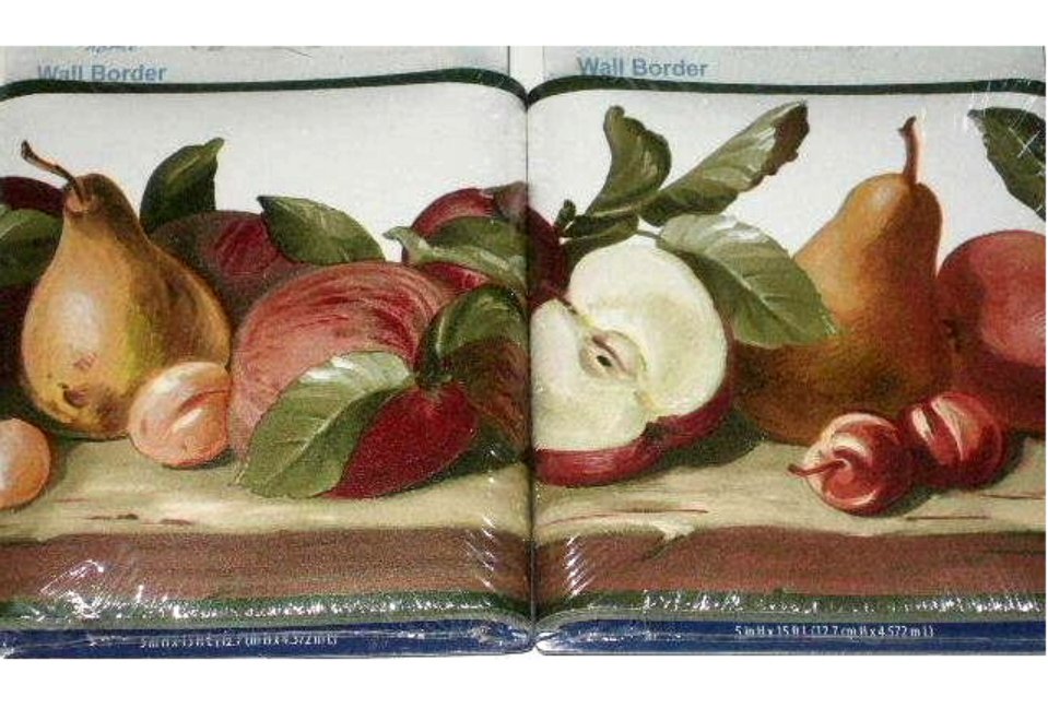 Fruit Themed Wallpaper Border Apples Cherries Pears