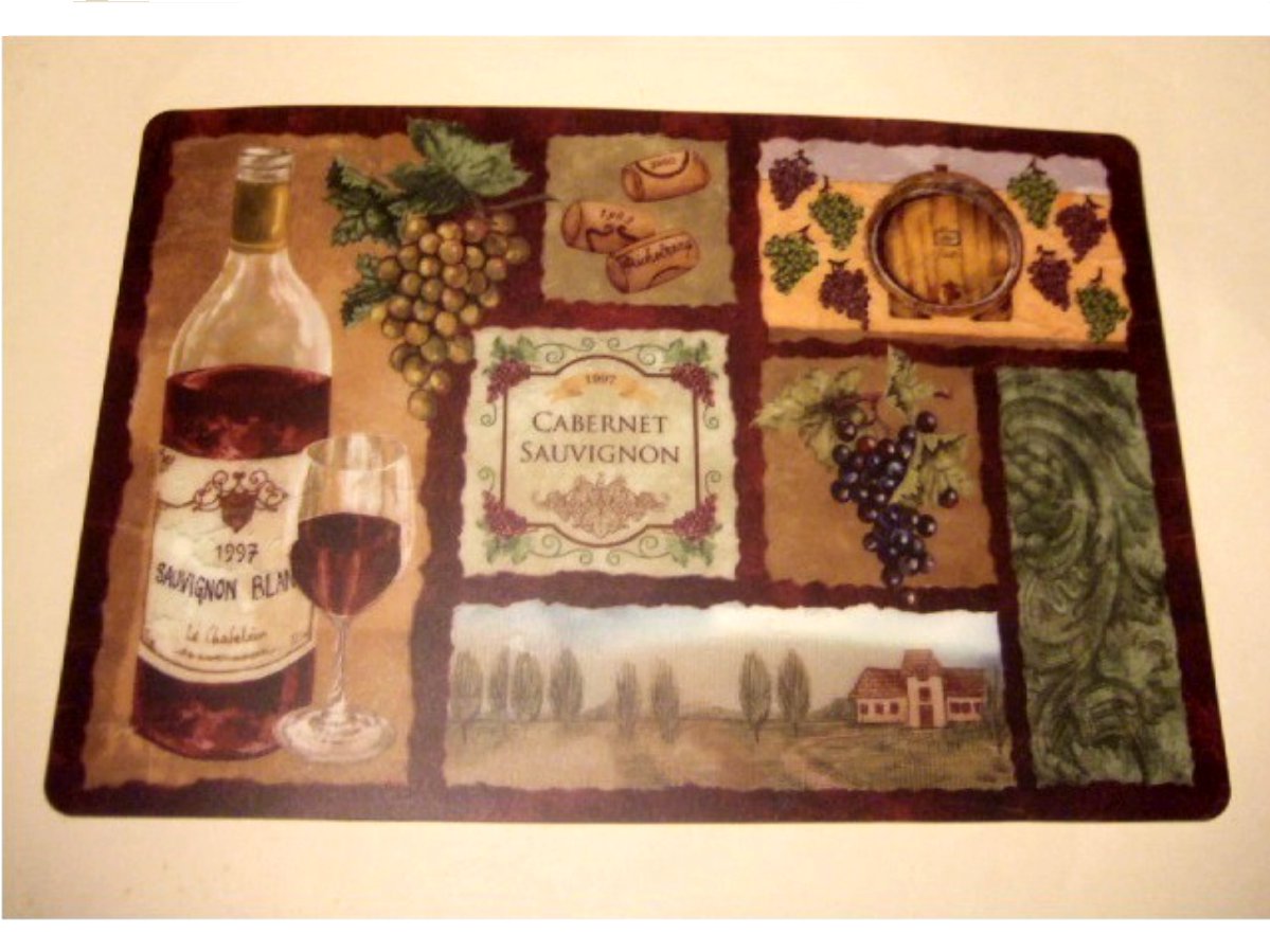 Wine Placemats Set of 4 Tasty Wine on Wooden Barrel on Grape Plantation Countryside Harvest