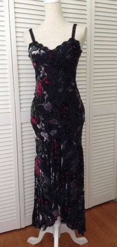 NEW Sue Wong Embellished Black/Red Floral Silk Dress (Size 4) - MSRP $350.00