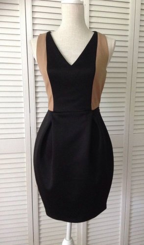 NEW SACHIN + BABI  Black/Tan Leather Panel Sheath Dress (Size 0) - MSRP $595.00!