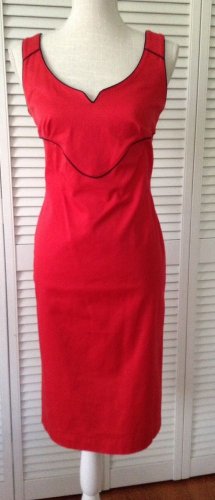 NEW Alexander McQueen Cherry/Black Piping Dress (Size 8) - MSRP $750.00!