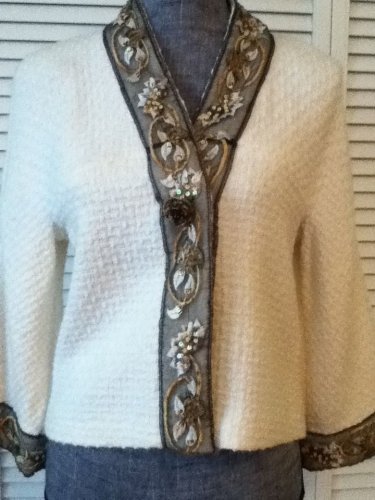 NEW Alberto Makali Ivory Embellished Wool Jacket (Size S) - MSRP $239.00!