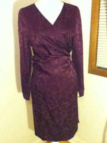 NEW Issue 100% SILK Wrap Dress in Plum (Size 12) - MSRP $179.00!