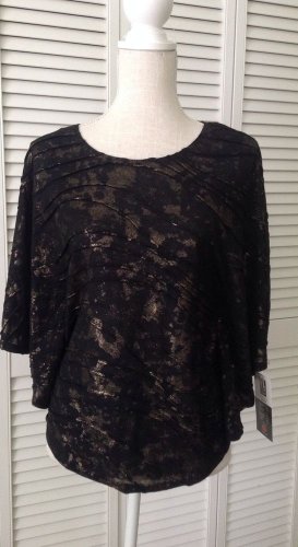NEW Frank Lyman Black/Gold Butterfly Style Sleeves Top (Size 8) - MSRP $115.00
