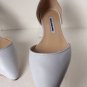 NEW MANOLO BLAHNIK Soussaba Leather d'Orsay Pointed Toe Flat in White (Size 38)