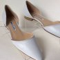 NEW MANOLO BLAHNIK Soussaba Leather d'Orsay Pointed Toe Flat in White (Size 38)