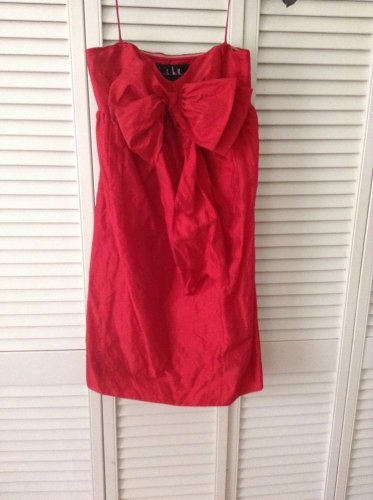 NEW Sexy Nicole Miller Red Bow Front Metal Strapless Dress (Size 0)-MSRP $365.00