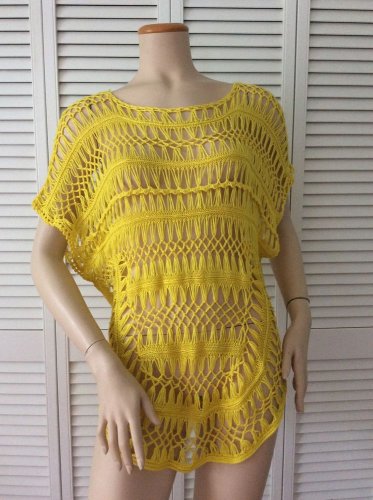 New "Casting"Top  Open Stitch Sunny Yellow Top/ Beach (Size L)