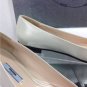 NEW Authentic PRADA Black & Silver Textured Leather Silver Buckle Flats (Size 38
