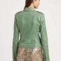 NEW Authentic RACHEL ZOE Green Celia Dual Closure Leather Jacket (Size 4) - $795