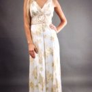 NWT Sue Wong Opulent Ivory/Metallic Gold Silk Jacquard Long Dress Sz8 Retail$529