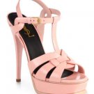 NEW SAINT LAURENT Tribute Patent Leather Sandals in Pale Rose (Size 39)