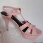 NEW SAINT LAURENT Tribute Patent Leather Sandals in Pale Rose (Size 39)