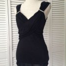 NEW VERSACE COLLECTION Black Draped Drop Cap Sleeves Top (Size 46/10) - $450.00