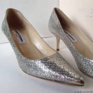 NEW JIMMY CHOO Aza Gold Lame Glitter Fabric Pointy Toe Pumbs (Size 36 & 36.5)