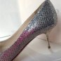 NEW JIMMY CHOO Aza Gold Lame Glitter Fabric Pointy Toe Pumbs (Size 36 & 36.5)