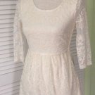 NEW Mimi Chica Ivory/Lace Babydoll Print 3/4 Sleeve Dress (Size XS)