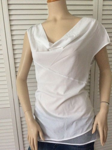 Brand NWT Cynthia Rowley draped Neck,White/Sleeveless Mesh Inset (Size M) $59