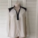 NEW Parker Ivory Silk/Leather Trim Top (Size S) - MSRP $242.00!