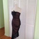 NEW Ariella Black Sheer With Nude Lining Asymmetrical Hem Dress (Size M)
