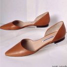NEW MANOLO BLAHNIK Soussaba Leather d'Orsay Flat in Brown (Size 40) - MSRP $645!