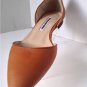 NEW MANOLO BLAHNIK Soussaba Leather d'Orsay Flat in Brown (Size 40) - MSRP $645!