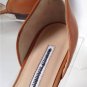 NEW MANOLO BLAHNIK Soussaba Leather d'Orsay Flat in Brown (Size 40) - MSRP $645!