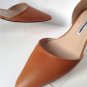 NEW MANOLO BLAHNIK Soussaba Leather d'Orsay Flat in Brown (Size 40) - MSRP $645!