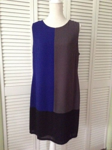 NEW Alberto Makali Colbalt/Color-Block Crepe Sleeveless Dress (Size XL )