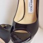 NEW JIMMY CHOO Vibe Black Patent Leather Peep-Toe Pumps (Size 36) - MSRP $795.00