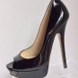 NEW JIMMY CHOO Vibe Black Patent Leather Peep-Toe Pumps (Size 36) - MSRP $795.00