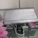 Authentic SAINT LAURENT Silver Diagonale Leather Clutch Bag - MSRP $1,050.00!