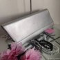 Authentic SAINT LAURENT Silver Diagonale Leather Clutch Bag - MSRP $1,050.00!