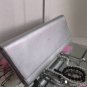 Authentic SAINT LAURENT Silver Diagonale Leather Clutch Bag - MSRP $1,050.00!