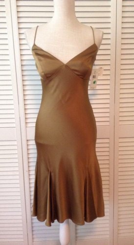 Nwt Lovely Nicole Miller 100% Silk "Golden /Brown"Dress (Size 4)MSRP)$365.00