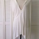New A Tee Squared A.T. 2 Ivory Linen Hooded Long Sleeves Beach Cover Up top SzXL