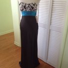 NEW Zum Zum By Niki Livas Satin Strapless Gown Black/Turquoise (Size 5/6)
