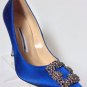 NEW MANOLO BLAHNIK Hangisi Satin Pumps, Cobalt Blue (Size 38 & 38.5) - MSRP $965
