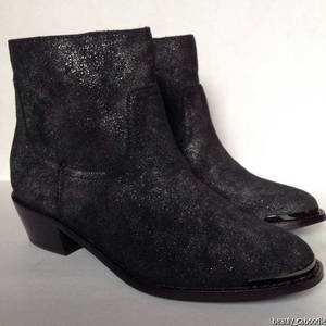 NEW ABS by Allen Schwartz Black/Silver Perisphone Suede Ankle Boots (Size 6 M)