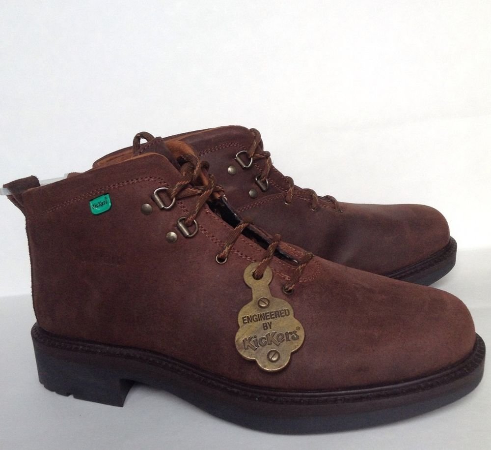 NEW Mens Kickers Brown Nubuck Leather Lug Sole Ankle Boots (Size 10 ...