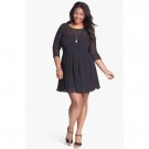 NWT JAIME/BB Dakota "Anita" Georgette Fit & Flare Black 3/4 Sleeve Dress (Sz 16)
