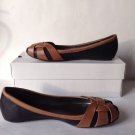 NIB YOSI S NEW YORK BLACK WITH TAN LEATHER BALLET FLATS (Size 39/US 8)