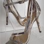 NEW JIMMY CHOO Gold Valdez Snake-Embossed Leather Sandals (Size 36)