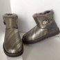 NEW Authentic UGG AUSTRALIA Mini Bailey Button Bling Boots, Gray/Silver (Size 8)