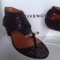 NEW Authentic GIVENCHY Black Reptile Leather Thong Sandals (Size 37.5)