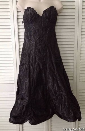 NEW Authentic NICOLE MILLER Collection Metallic Gun Techno Crinkle Dress (Size 4