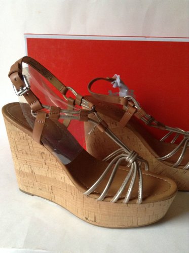 NEW Authentic COACH GEORGIANA Lt Gold Pearl Met/Ginger Leather Sandal (Size 10)