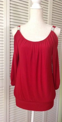 NEW Frank Lyman Gorgeous Deep Red Cold Shoulder Pull Over Top (Size 4)